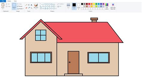 How to draw a simple house in computer using Ms Paint | House Drawing ...