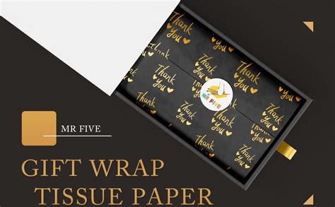 Amazon Mr Five Sheets Black With Gold Thank You Tissue Paper