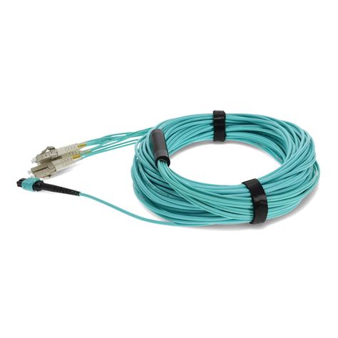 40m Mpo Female To 8xlc Male 8 Strand Aqua Om4 Fiber Fanout Cable Your Fiber Optic Solution