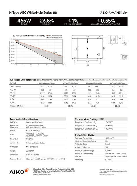 Aiko Abc Solar Module Monofacial Aiko A Mah54mw 450w 455w 460w 465w 108