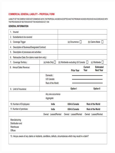 Commercial General Liability Claim Form Fillable Printable Forms Free Online