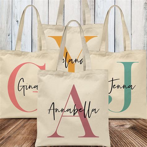 Modern Monogram Personalized Boho Initial Tote Bags Monogram Tote Bags