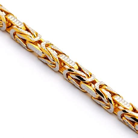 14K Yellow Gold Byzantine Diamond Cut Link Mens Chain 3 5 Mm