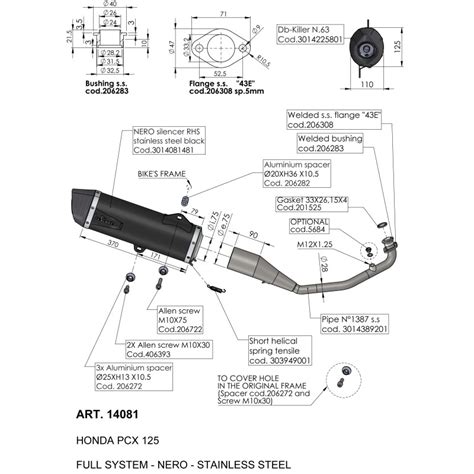 Échappement ligne complète LeoVince NERO Inox noir pour HONDA PCX 125