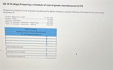 Solved Qs 14 15 Algo Preparing A Schedule Of Cost Of Goods