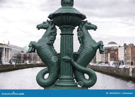 Ornate Cast Iron in the Grattan Bridge in Dublin, Ireland Stock Image ...