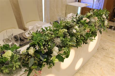 メインテーブル 結婚式 テーブル 装花 ウェディング 装花 テーブル 装花