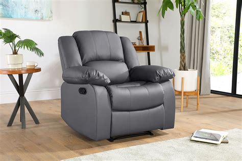 Dakota Grey Leather Recliner Armchair | Furniture Choice