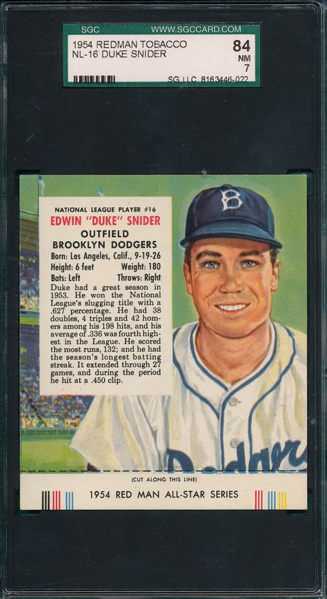 Lot Detail Red Man Tobacco Nl Duke Snider Sgc W Tab