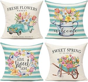 Amazon WOKANI Spring Outdoor Throw Pillow Covers 18x18 Set Of 4