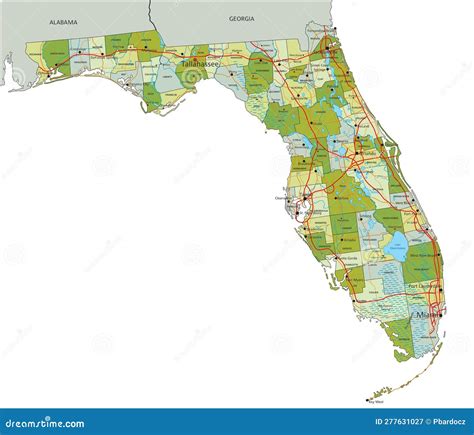 可详细编辑的分层政治地图 佛罗里达 向量例证 插画 包括有 城市 石灰 飓风 绘图 管理 背包 277631027