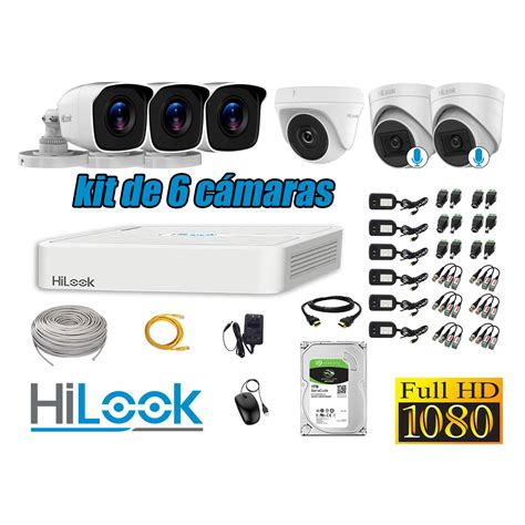 Ripley HILOOK KIT 6 CÁMARAS SEGURIDAD FULL HD 2 CAMARA CON AUDIO