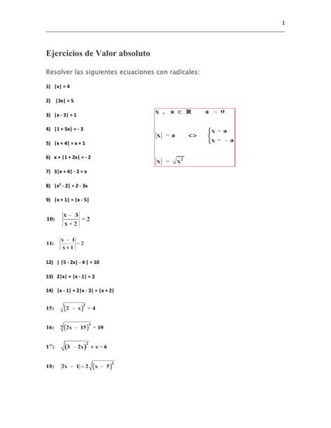 Ejercicios Resueltos De Valor Absoluto