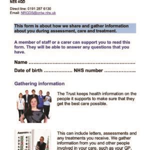 Easy Read Consent Form Cumbria Northumberland Tyne And Wear NHS