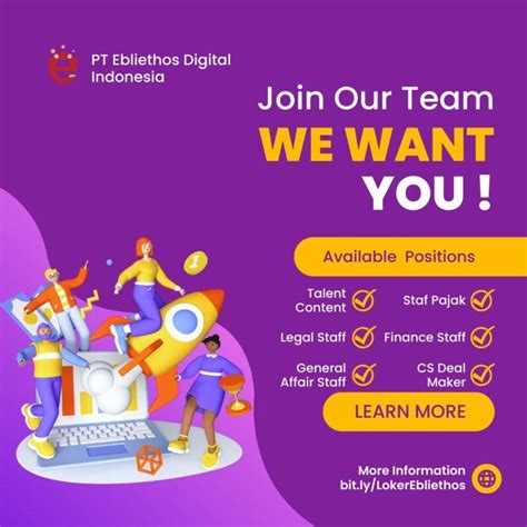 Lowongan Kerja Talent Content Legal Staff General Affair Staff