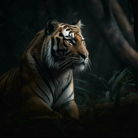 A tiger in the night Ai generated 23457677 Stock Photo at Vecteezy