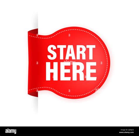 Start Here Red Ribbon In Flat Style On White Background Vector