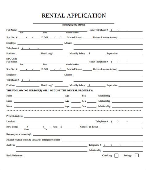 Free Printable Rental Application Pdf Free Templates Printable