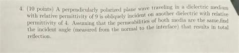 Solved Points A Perpendicularly Polarized Plane Wave Chegg