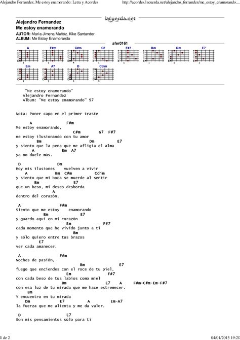 Pdf Alejandro Fernandez Me Estoy Enamorando Letra Y Acordes