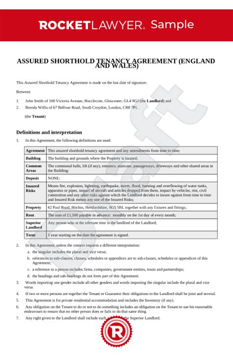 Free Tenancy Agreement Template FAQs Rocket Lawyer UK