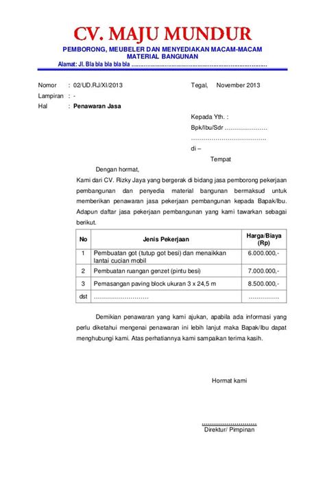 Contoh Surat Proposal Penawaran Produk