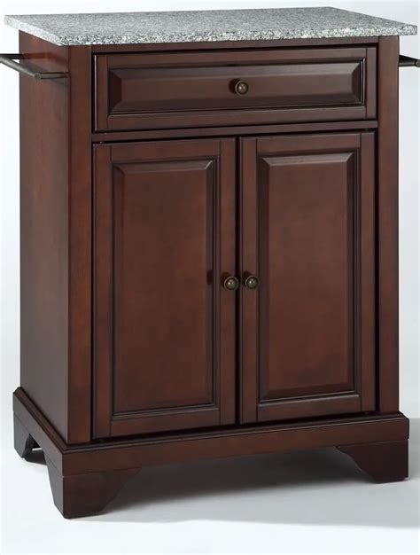 Lafayette Solid Granite Top Portable Kitchen Island In Vintage Mahogany