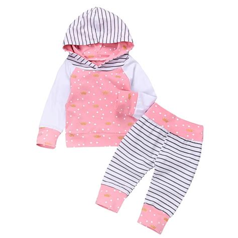 Spring Baby Clothing Sets Newborn Clothes Baby Girls Boys Hooded Crown ...