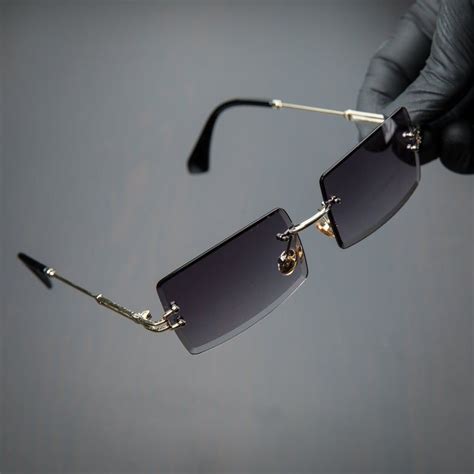 Purple Tint Retro Polarized Rectangle Rimless Vintage Mens Etsy In 2021 Mens Glasses Fashion