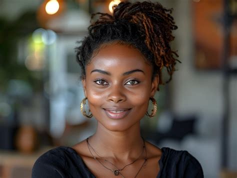 Premium Photo | Portrait of happy black female entrepreneur in the office