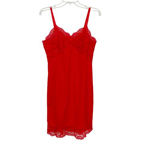 Vintage Vanity Fair Red Slip Dress Lingerie Sz 36 Gem