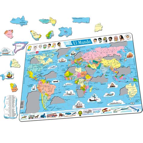 Puzzle Educativo Larsen Mapa Del Mundo Pol Tico En Castellano Env O