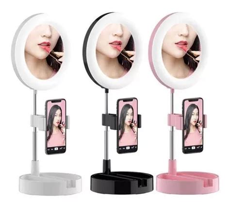 Espejo De Escritorio Ring Light Iluminador Soporte De Maquillaje Led