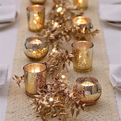 Letine Gold Votive Candle Holders Set Of 36 Speckled Mercury Gold