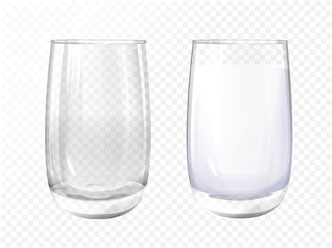 Realistische Glas Leer Und Milch Tasse Auf Transparentem Hintergrund