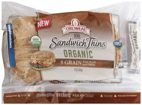 Oroweat Organic Grain Sandwich Thins Ea Nutrition Information