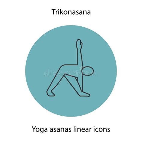 Icono Lineal De La Posición Del Yoga Trikonasana Ilustración del Vector