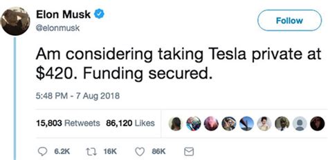 Elon Musk Sparks Fury Privatising Tesla On The Cheap After Twitter