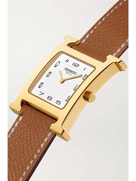 HermÈs Timepieces Heure H 26mm Medium Gold Plated And Textured Leather