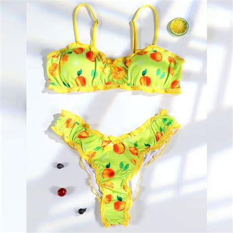 Orange Print Piece Bikini Set Pink Sugar Fashion