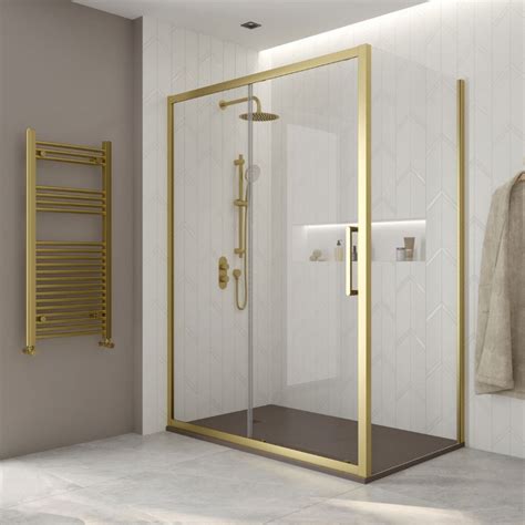 Aspect Brushed Gold 1800mm Sliding Shower Door Bathshed