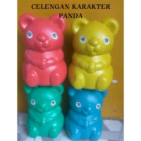 Jual Celengan Plastik Anak Celengan Karakter Panda Celengan Sedang