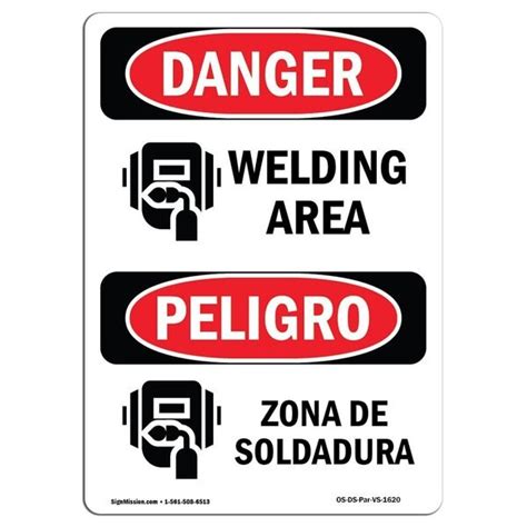 Signmission Safety Sign OSHA Danger 10 Height Aluminum Welding