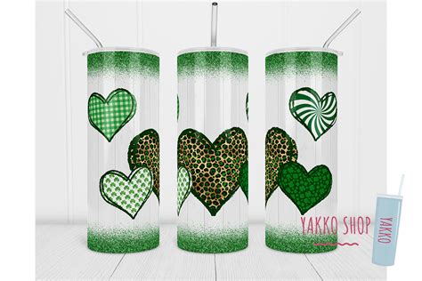 20oz St Patricks Shamrocks Heart Tumbler Graphic By Yakkodesign