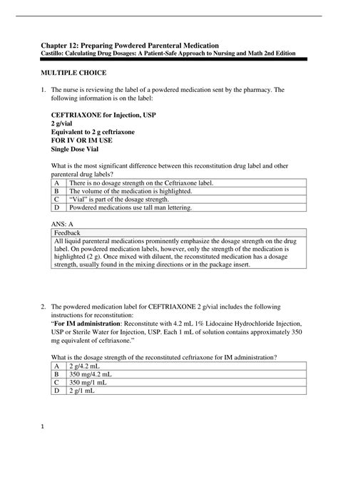 Chapter 12 Preparing Powdered Parenteral Medication Castillo