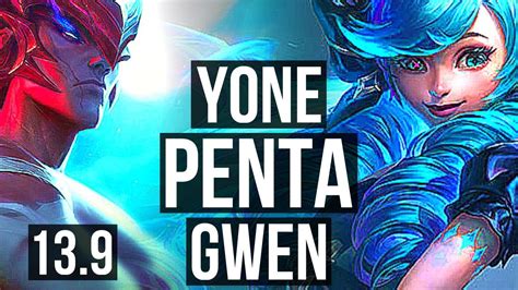 YONE Vs GWEN TOP Penta 11 Solo Kills 500 Games Dominating KR