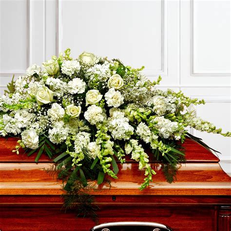 All White Casket Spray Browns The Florist Bd Canada