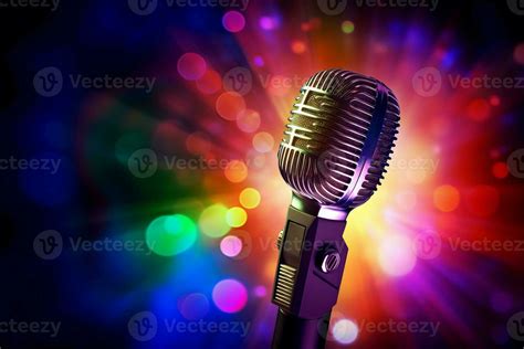 Singing Microphone On Colorful Background Generate Ai 31719444 Stock