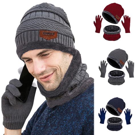 Conjunto De Gorro Grosso De Malha Para Homens E Mulheres Bon De L