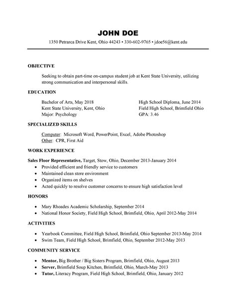 50 College Student Resume Templates And Format Templatelab